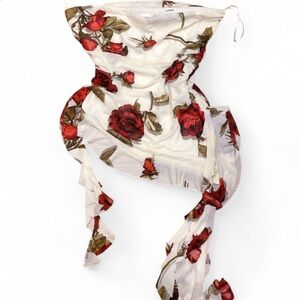 Floral Red Rose Print Women's Tube Top